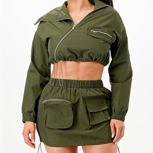 Olive Green Women's Cropped Jacket